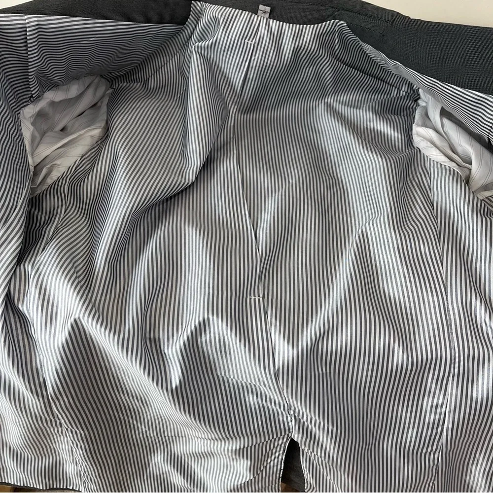 Express Photographer Gray Button Lined Blazer